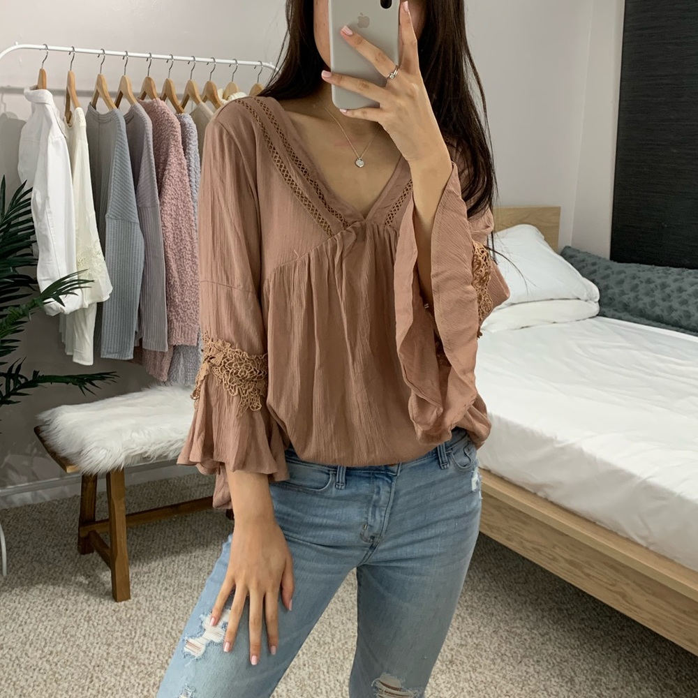 SOLD OUT Dusty Rose Crinkle Gauze Top - Picture 3 of 6